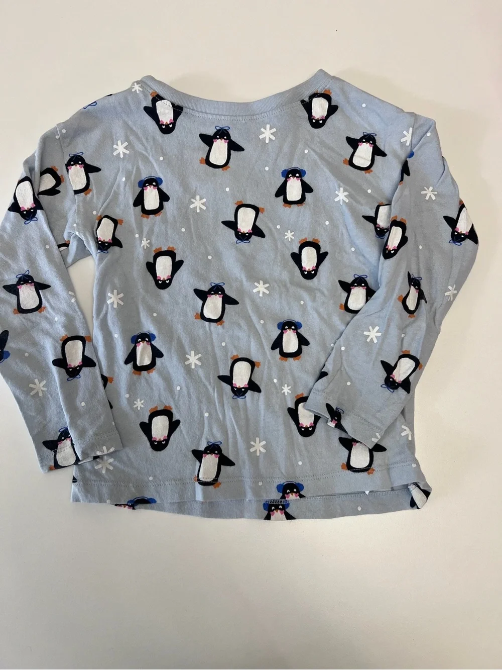 Old Navy Light Blue Penguin Print Long Sleeve Tee